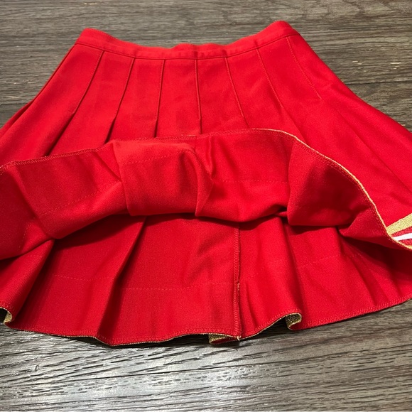 Varsity Red White & Gold Cheer Pleated Skirt - Picture 2 of 10